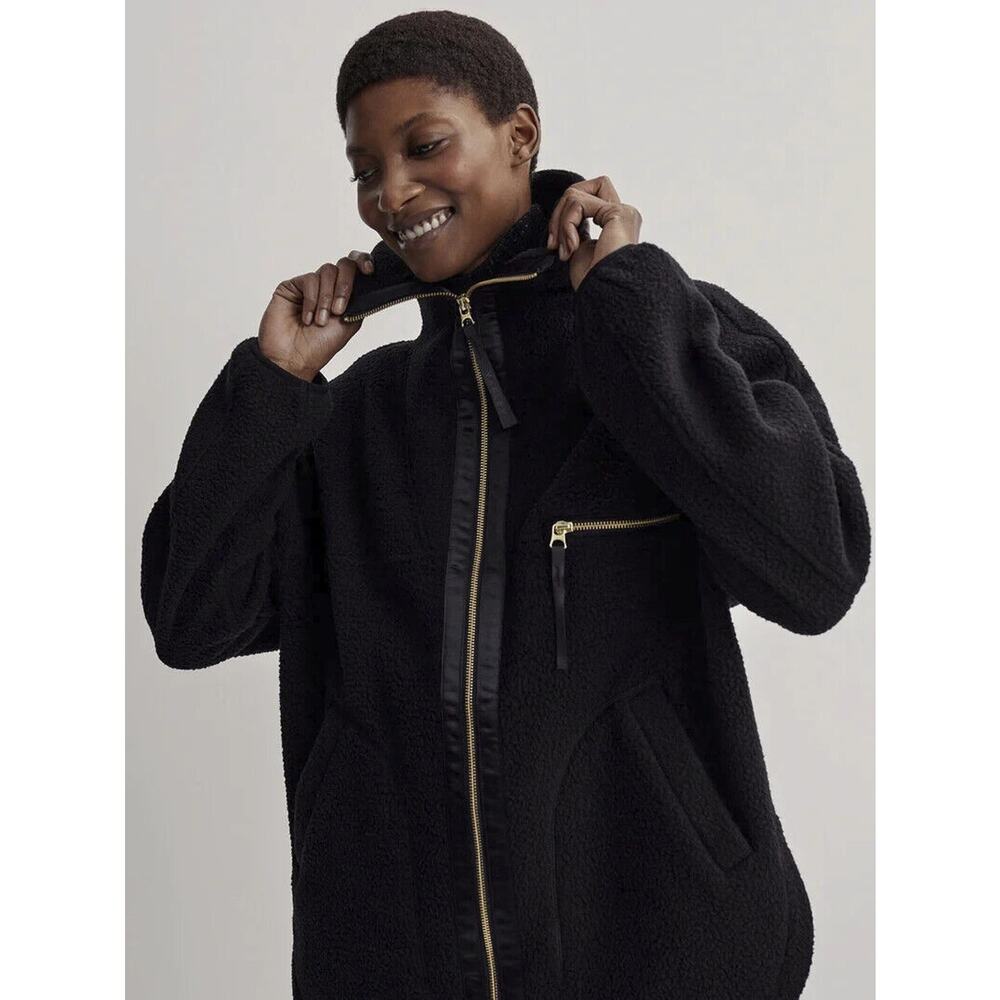 Varley Donley Fleece Jacket Black Oversized Full Zip High Neck Womens Size Large - Picture 4 of 16